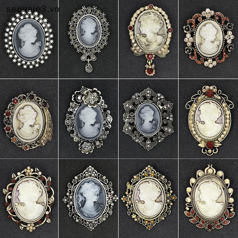 # Sepsale # Crystal Thạch Cameo Vintage Trâm Cài Nữ Hoàng Cameo Beauty.