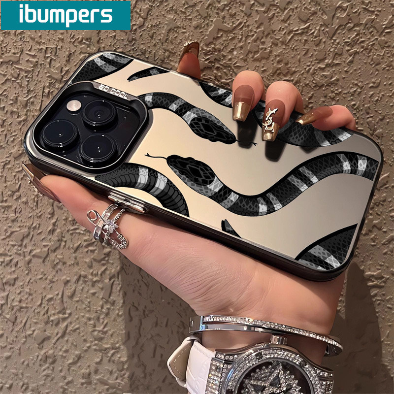 ibumpers Ốp Lưng IPhone Cool Thời Trang Họa Tiết Rắn Ốp Điện Thoại IMD Cứng Trơn Chống Bẩn Chống Sốc Cho IPhone 16 15 14 12 13 11 Pro Max