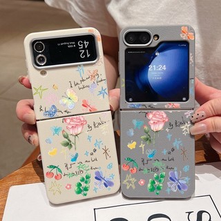 Ốp Họa Tiết Hoa Cho Samsung Galaxy Z Flip6 Flip5 Flip4 Flip3 Flip 6 5 4 3 5G Họa Tiết Da Mềm TPU Gấp Điện Thoại