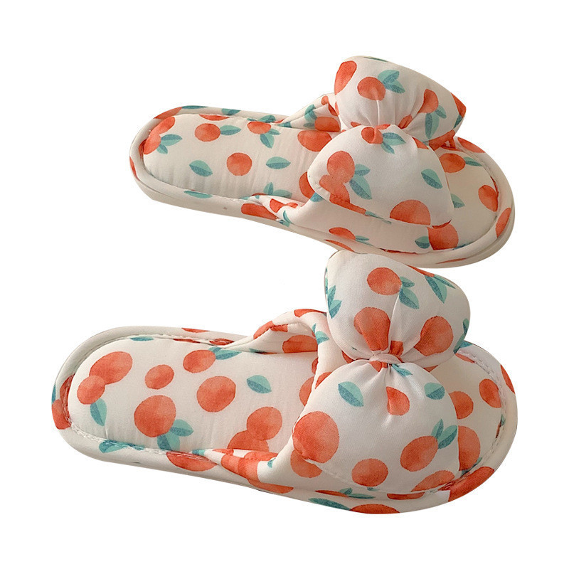 Xixitiao Dép Bốn Mùa Đa Năng Nơ Vải Lanh Cotton Dép Gia Đình Đế Mềm Sàn Thoải Mái