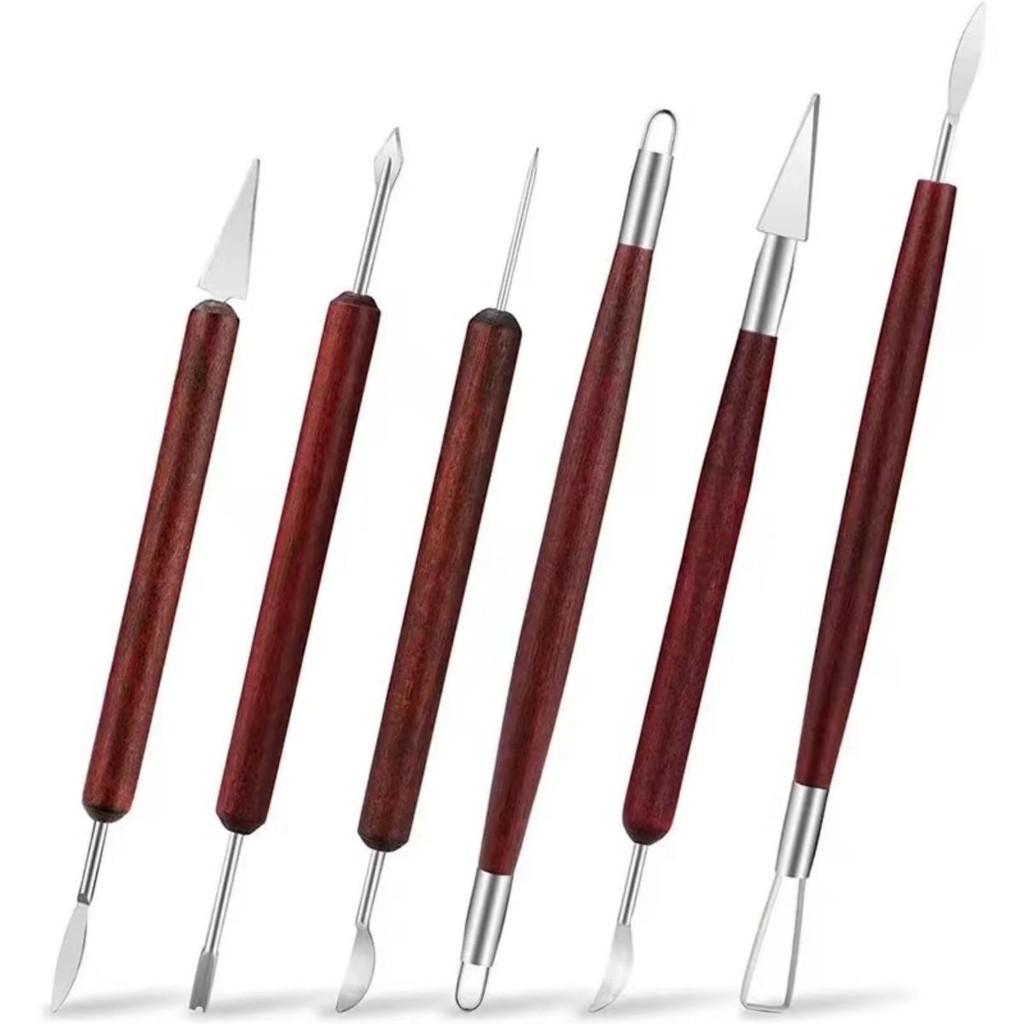 Bộ dụng cụ điêu khắc đất sét gốm 4-6 Cái / bộ, Dụng cụ khắc đất sét sáp gốm cho nghệ thuật Thủ công Bộ công cụ mô hình điêu khắc gốm có tay cầm bằng gỗ và túi dụng cụ