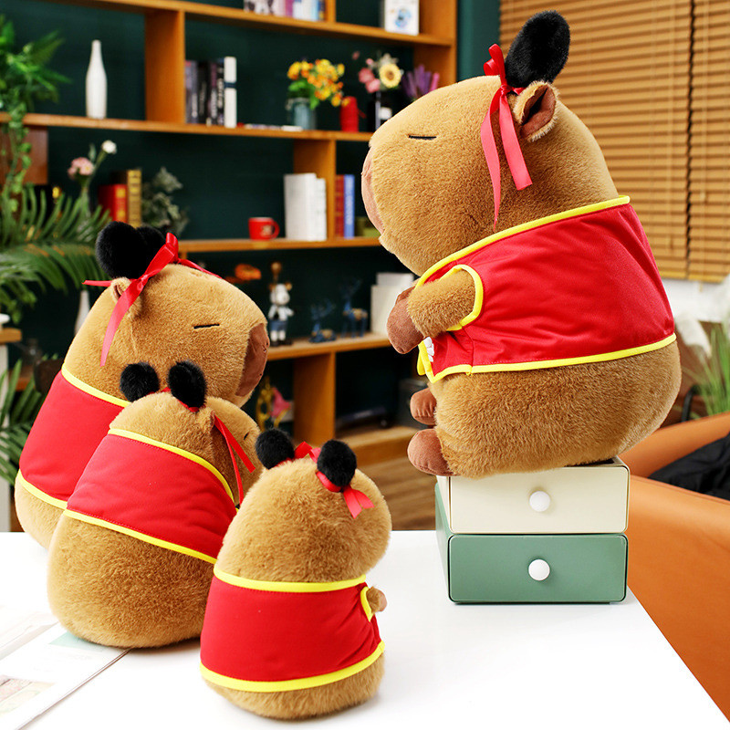 Rytanda Nezha Capybara Đồ chơi sang trọng Nhân vật hoạt hình dễ thương Động vật Đồ chơi sang trọng 2 trong 1 Đệm Sofa Quà tặng cho sinh nhật bạn gái trẻ em, Trang trí lớp học trên ô tô