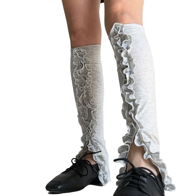HSV Nữ Bông Tai Kẹp Ruched Xù Chia Chân Trước Ấm Hơn Bao Chiều Dài Đầu Gối loe Nhẹ Mỏng Chân Tất Chân Co