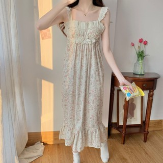 Size Lớn Váy Ngủ Nữ Ngọt Ngào Bộ Đồ Ngủ Có Miếng Lót Ngực Phong Cách Công Chúa Mùa Hè Váy Ngủ Hoa Xù Giữa Chiều Dài Bộ Đồ Ngủ Kích Thước Lớn Phụ Nữ Có Thể Mặc Bên Ngoài Homewear Sling Dress