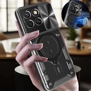 Dành Cho Honor X8C X7C X 7C HonorX7C HonorX8C 4G Đẩy Trượt Bảo Vệ Ống Kính Máy Ảnh Vỏ Cứng Từ Tính Giá Đỡ Vòng Giá Đỡ Vỏ Giáp Chống Sốc Ốp điện thoại