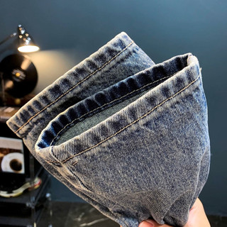 Quần jean nam ESEA American retro rửa thương hiệu hợp thời trang đường phố lười quần jean thêu