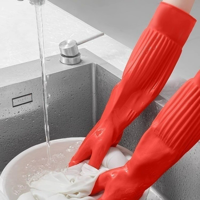 Găng Tay Hồng Hộ Gia Đình Dụng Cụ Vệ Sinh Nhà Bếp Găng Tay Rửa Bát Nữ,Thiết kế thuôn dài 45cm