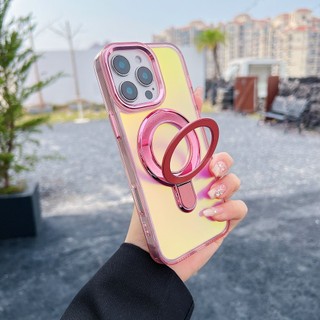 Gradient có thể thẳng thắn Ốp điện thoại cho IPhone 16 15 14 13 12 11 Pro Max Plus với chức năng giá đỡ kim loại Hỗ trợ từ tính Sạc không dây
