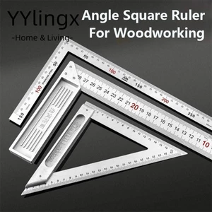 YYlingx Thước vuông góc, Thép không gỉ 30 / 50CM Đồng hồ đo góc phải, Dụng cụ đo đa chức năng Cân hai mặt Tam giác Thước chế biến gỗ