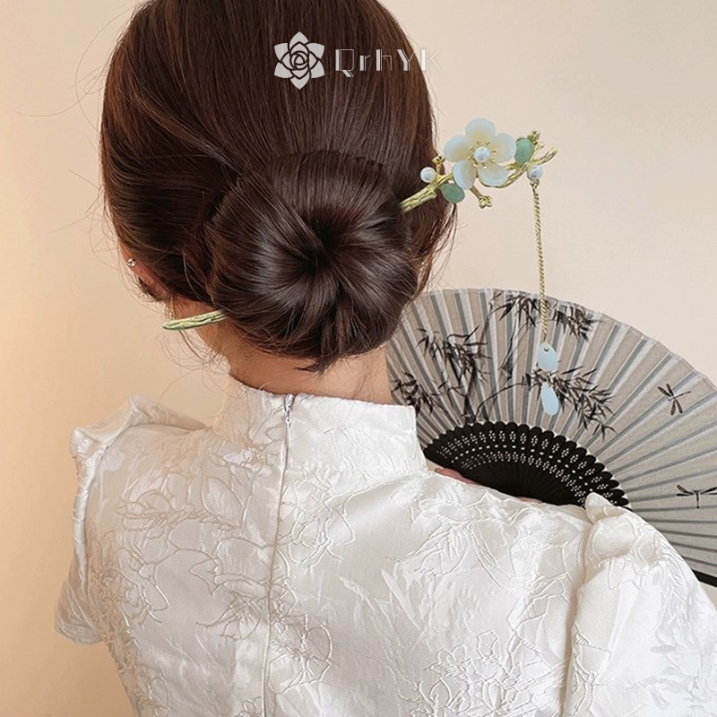 Qrhyk Phong Cách Trung Hoa Retro Hoa sel Kẹp Tóc Đơn Giản Cổ Tích Tóc Dính Mũ Dành Cho Nữ Cô Gái Tính Khí Phụ Kiện Tóc Mới