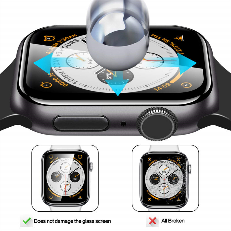 Dành Cho Apple Watch Series Ultra 1 2 3 4 5 6 7 8 9 10 SE 38mm 40mm 41mm 42mm Đen Edge Kính Cường Lực Phim Chống Ánh Sáng Xanh Chống Trầy Xước Bảo Vệ Màn Hình
