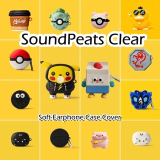 [imamura] Dành cho SoundPeats Clear Case Ý tưởng hợp thời trang Vỏ tai nghe silicon mềm hoạt hình NO.2