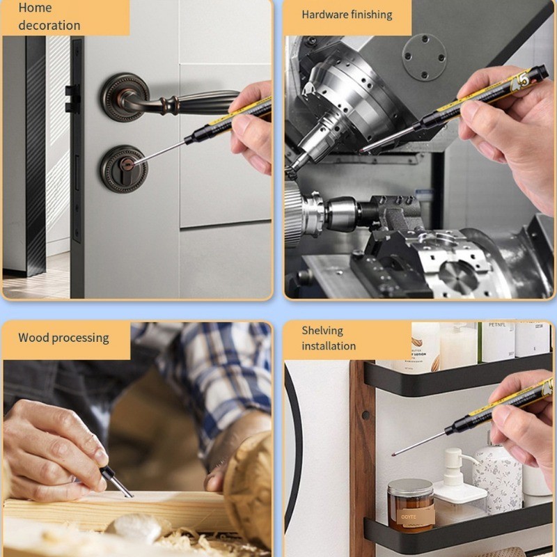 [Đặc sắc] Bút đánh dấu đầu dài 45mm - Bút vẽ lỗ sâu - dành cho da thủy tinh bằng vải - Dụng cụ chế biến gỗ - Vĩnh viễn, không thấm nước, sấy nhanh - Đồ dùng học tập văn phòng