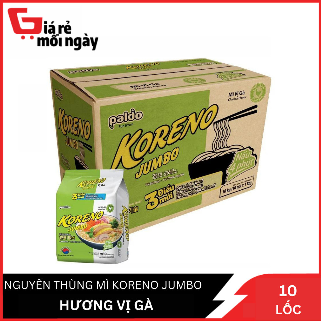 NGUYÊN THÙNG Mì KORENO JUMBO VỊ GÀ (10 Lốc) | Shopee Việt Nam