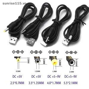 Cổng USB LMH đến 2.5 3.5 4.0 5.5mm 5V Hộp Jack Kết nối cáp nguồn màu đen.