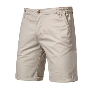 Mùa hè Phong Cách Mới Cotton Quần Short Nam Âu Mỹ Thẳng Slim-fit Quần Năm Điểm Size Lớn Màu Trơn Quần Áo Nam