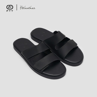 Dép Sandal nam Fttleather da microfiber hai quai ngang dáng trơn đế TPR bền, nhẹ, độ bám tốt