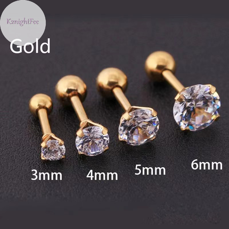 K2nightfee 1 Cái 4 Prong Bông Tai Đính Kim Cương Giả Dành Cho Nữ / Nam Tragus Sụn Tiêu Chuẩn Lobe Trang Sức Quà Tặng VN