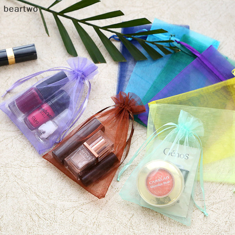 < Beartwo > 100 Cái / lốc Túi Organza Nhiều Màu Sắc 10x12cm / 10x15cm / 13x18cm Túi Bao Bì Trang Sức Quà Cưới Bảo Quản Túi Dây Rút Đẹp