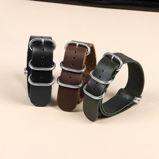 Cao Cấp NATO Da Thật Chính Hãng Dây Đeo Đồng Hồ 18mm 20mm Vòng Da Dây Đeo Đồng Hồ 22mm Vòng Tay Nam Nữ Da Đồng Hồ Đa Năng Thay Thế Burst Crack Kinh Doanh Cổ Điển