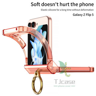 Túi Gasbag Giá Đỡ Vòng Bản Lề Full Giá Đỡ Ốp Lưng Samsung Galaxy Z Flip 6 Z Flip 5 Mềm TPU Trong Suốt Vỏ Gấp Chống Va Chạm Bốn Góc