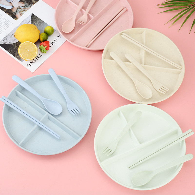 4 Miếng Rơm Lúa Mì Chia Đĩa Thìa Nĩa Đũa Phù Hợp Với Chất Béo Đĩa Định Lượng Đĩa Ăn 211 Đĩa Điều Khiển Thực Phẩm Đĩa Ăn Sáng Đĩa Bộ Đĩa Phù Hợp Với Trẻ Em Thực Phẩm Công Bố Đĩa
