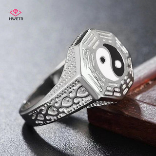 Hwetr Âm Dương Thái Cực Nhẫn Cung Hoàng Đạo Qian Kun Bagua Có Thể Điều Chỉnh Nhẫn Ngón Tay May Mắn Tốt Lành Trang Sức Quà Tặng Mới