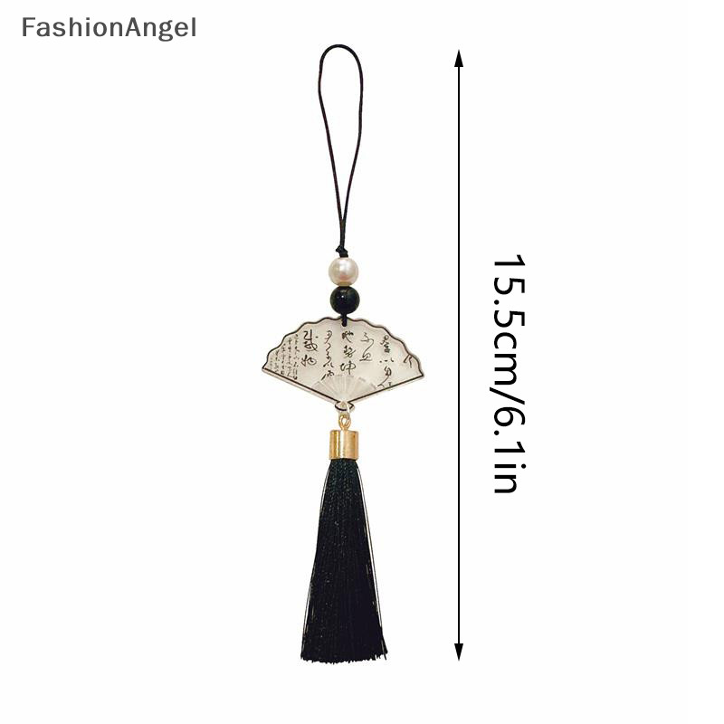 FashionAngel Mới Phong Cách Trung Quốc Mực Thư Pháp Quạt Mặt Dây Điện Thoại Di Động Dây Chống Mất Dây Móc Khóa Vintage Túi Mặt Dây Chuyền Quà Tặng TH