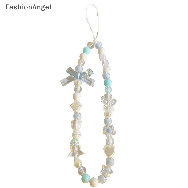 FashionAngel Xanh Hồng Nơ Hạt Dây Chuỗi Điện Thoại, Dây Đeo Cổ Tay, Chống Mất, Phụ Kiện Túi