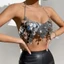 Pealike Nữ Lấp Lánh Kim Sa Lấp Lánh Tua Rua Dây Cổ Camisole Backless Crop Hộp Đêm Đảng Cơ Thể Trang Sức Ngực Dây Xích