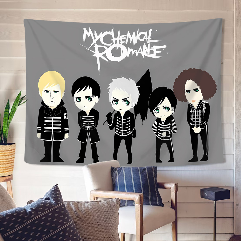 Band My Chemical Romance Tấm thảm treo tường có kẹp Polyester MCR Tấm thảm treo tường phòng ngủ