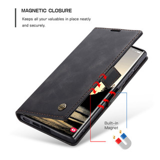 Ốp Lưng Kinh Doanh Cho Samsung Galaxy S25 s24 Ultra S23 S22 S21 Ultra Plus S20 FE s24 + CaseMe Màu Đen Lật Đứng Ví Da Bao Da