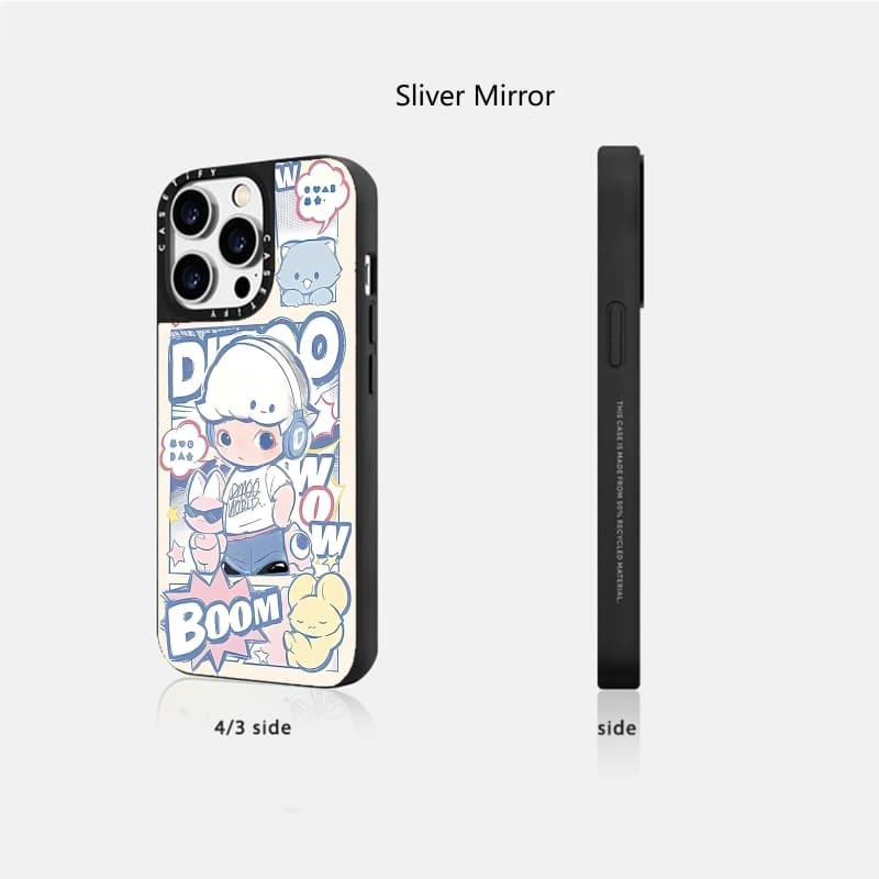 Casetify X DIMOO Manga Hút từ tính Vỏ IPhone Gương đen & bạc IPhone 16 15 14 13 12 Pro Max Plus Ốp điện thoại cứng có hộp khắc logo