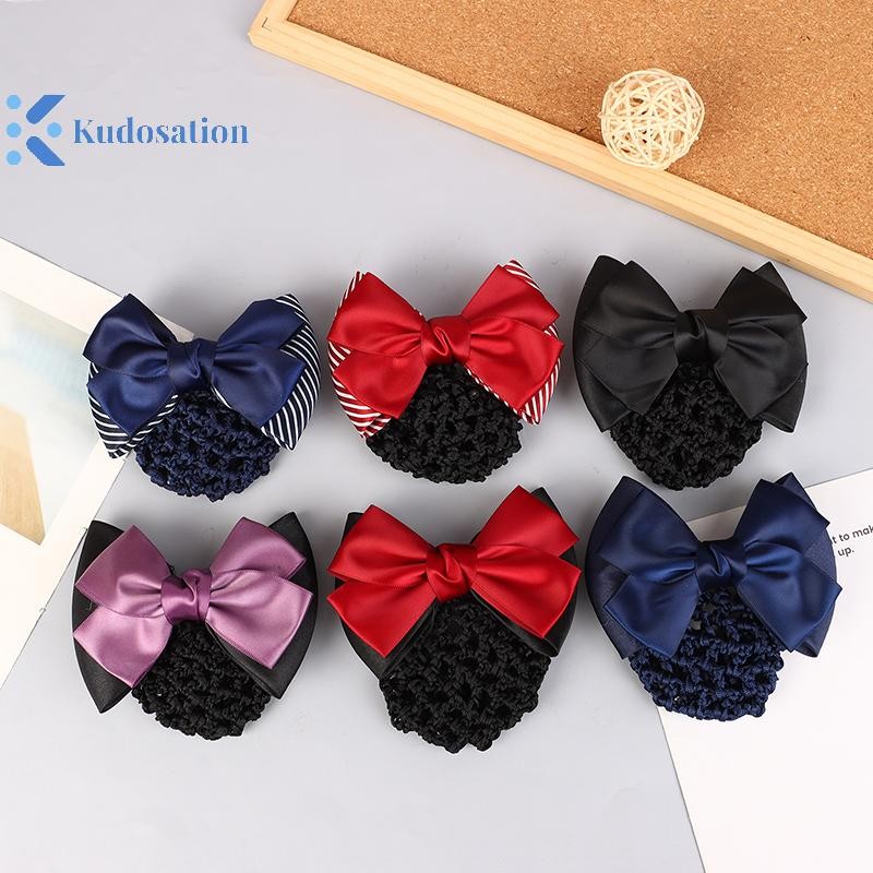 Kudosation Nữ Nơ Barrettes Ruy Băng Y Tá Khách Sạn Bưu Chính Ngân Hàng Tiếp Viên Kẹp Tóc Snood Net Bun Hairgrips