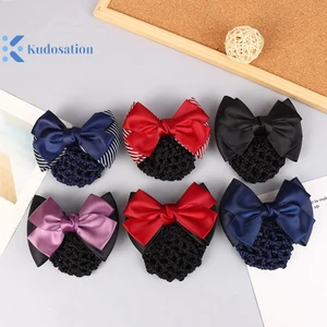 Kudosation Nữ Nơ Barrettes Ruy Băng Y Tá Khách Sạn Bưu Chính Ngân Hàng Tiếp Viên Kẹp Tóc Snood Net Bun Hairgrips