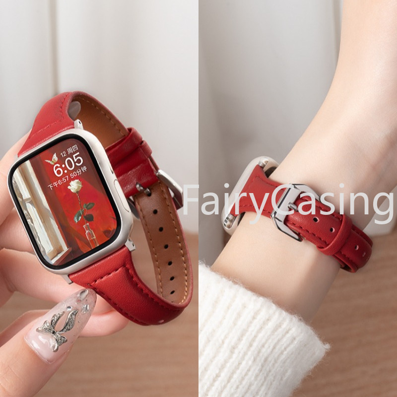 Dây đeo bằng da mỏng S11 Tương thích cho Apple Watch 44mm 40 41mm 49mm 42 / 46mm 45mm Vòng tay IWatch Series 10 9 8 76543 SE Ultra2