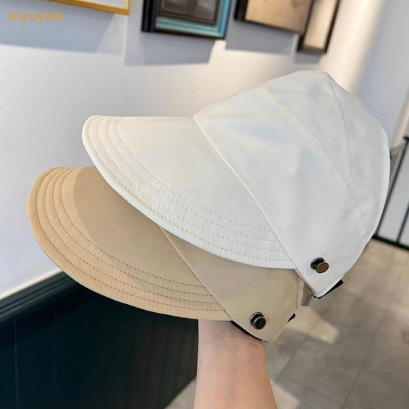 Siyuyan Mùa Hè Rộng Vành Sunhat Nữ Mũ Chống Nắng Có Thể Gập Lại Có Thể Điều Chỉnh Ngoài Trời Mũ Xô Đi Biển Chống Tia UV Tấm Che Người Cá Đuôi Ngựa Mũ VN