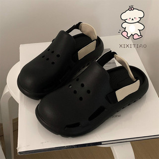 Xixitiao Lỗ Giày Thể Thao Baotou Mặc Ngoài Phong Cách Unisex Mùa Hè 2024 Phong Cách Mới Bé Gái Thường Ngày EVA Đế Mềm Có Thể Tháo Rời Ren
