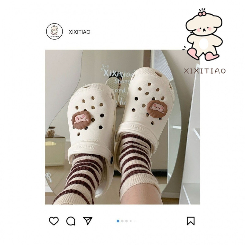 Xixitiao Dép Đế Mềm Thoải Mái Mặc Ngoài Hoạt Hình Cừu Nhỏ Dễ Thương Mùa Hè Nữ