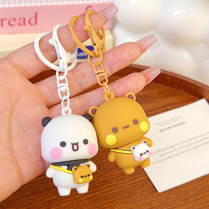 Bubu Dudu Gấu Trúc Keychans, Động Vật Hoạt Hình Dễ Thương Hoạt Hình Bubu Dudu Móc Khóa, Charm Kawaii Gấu Trúc Ngọt Ngào Yier Mặt Dây Chuyền Cặp Đôi Treo