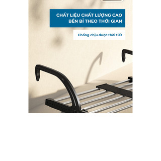 Giá phơi đồ ban công BUNA, kệ treo quần áo giày dép gấp gọn kiểu dáng thông minh chịu lực 10 kg.
