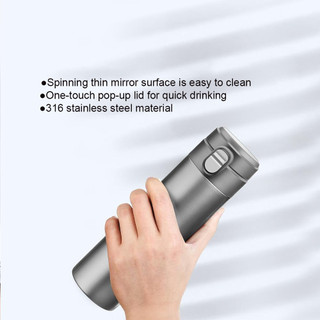 Cốc giữ nhiệt YouPin Funjia 480ml 316 Cốc tách trà bằng thép không gỉ Di động Nắp bật lên Cốc cách nhiệt 50°C 6 giờ