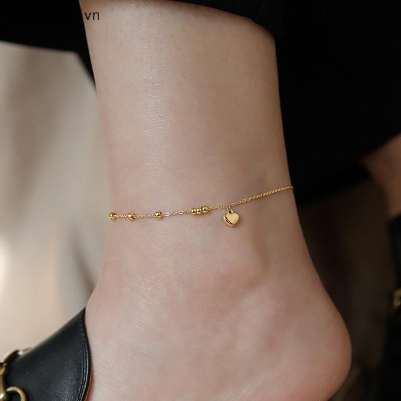# Sepsale # Vòng chân bằng thép titan đơn giản dành cho nữ Vòng chân 18K nâng cao dành cho nữ Quà tặng phụ kiện vòng chân tình yêu.