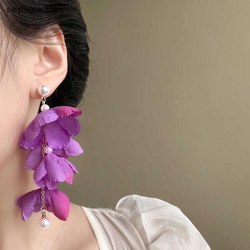 # Sepsale # Lãng Mạn Retro Phóng Đại Bông Tai Giọt Hoa Hồng Đỏ Cho Nữ Bầu Không Khí Mô Phỏng Hoa Kỳ Nghỉ Tính Khí Bông Tai.