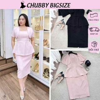 (SALE NGHĨ BÁN) (Chubby) Đầm  Peplum Thiết Kế Bigsize Dự Tiệc Cao Cấp Kèm Áo Khoác