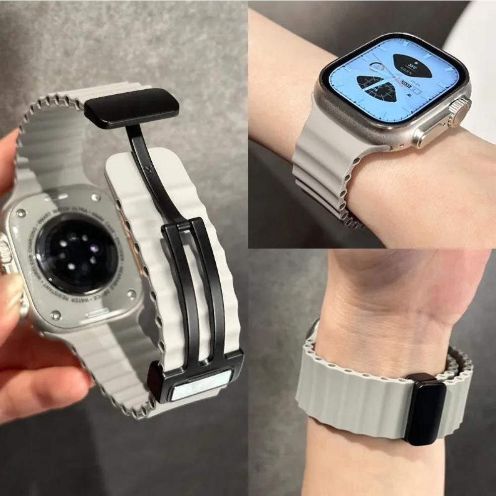 Dây đeo silicon khóa từ tính cho Apple Watch Series11 / 10 46mm 42mm Ultra3 / 2 / 1 49mm 9 8 7 6 5 4 3 SE 45mm 44mm 40mm 41mm 38mm