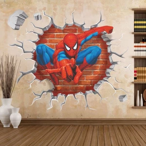 Dán giấy dán tường 3D hình người nhện trang trí phòng ngủ trang trí siêu đẹp
