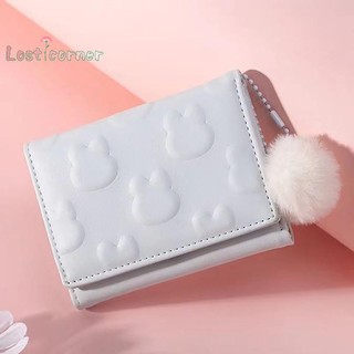 Lostcorner Hoạt Hình Ví Nhỏ Dễ Thương Hàn Quốc Ví Ngắn Nữ Màu Trơn Họa Tiết Dễ Thương Đơn Giản Nhiều Thẻ Túi Zero Ví Mới