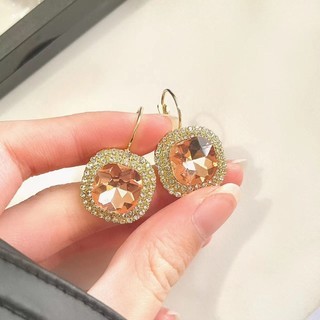 ❣️Nhẹ Sang Trọng Cao Cấp Retro Bông Tai Đen Cam Hồng Pha Lê Sang Trọng Bông Tai Khóa Tai Tinh Tế