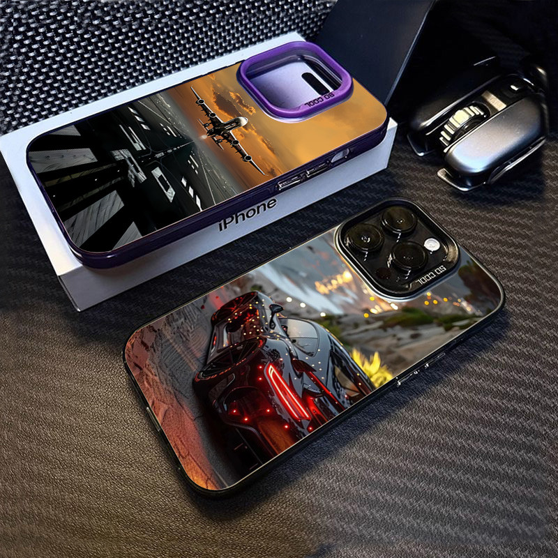 Dành Cho iPhone16 15 14 13 12 11 Pro Max 16e Cho iPhone XS Max X XR 8 7 Plus SE2020 2022 Dazzling Ô Tô Máy Bay Bạc IMD Kim Loại Cứng Chống Sốc